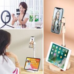 Tablet ve Telefon Tutucu Plastik Aparat Beyaz Telefon Standı