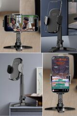 KanguruMarkt® Masaüstü Telefon Standı 360 Derece Dönebilen Başlıklı Ayaklı Telefon Tripodu