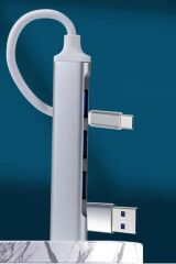 KanguruMarkt® 4 Port'lu Bağlantı İstasyonu Ultra İnce USB Bölücü TYPE-C tipi Çoklu Arayüz Adaptörü Multi Usb Çoklayıcı