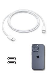 KanguruMarkt® Apple 15/15 Pro Type-C to Type-C Hasır Örgü Hızlı Şarj Kablosu (1m)