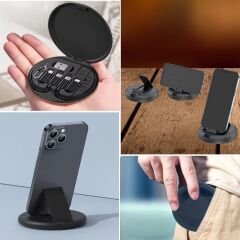 KanguruMarkt® 60w Destekli Kablo Kutusu Seyahat Kablo Seti 5'i 1 arada USB Type-C Şarj Kablosu Seti