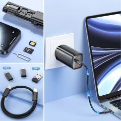 KanguruMarkt® Cep Tipi 60W Bas Aç Type-C,İphone Şarj,Micro USB Hızlı Şarj Data Kablo Seti