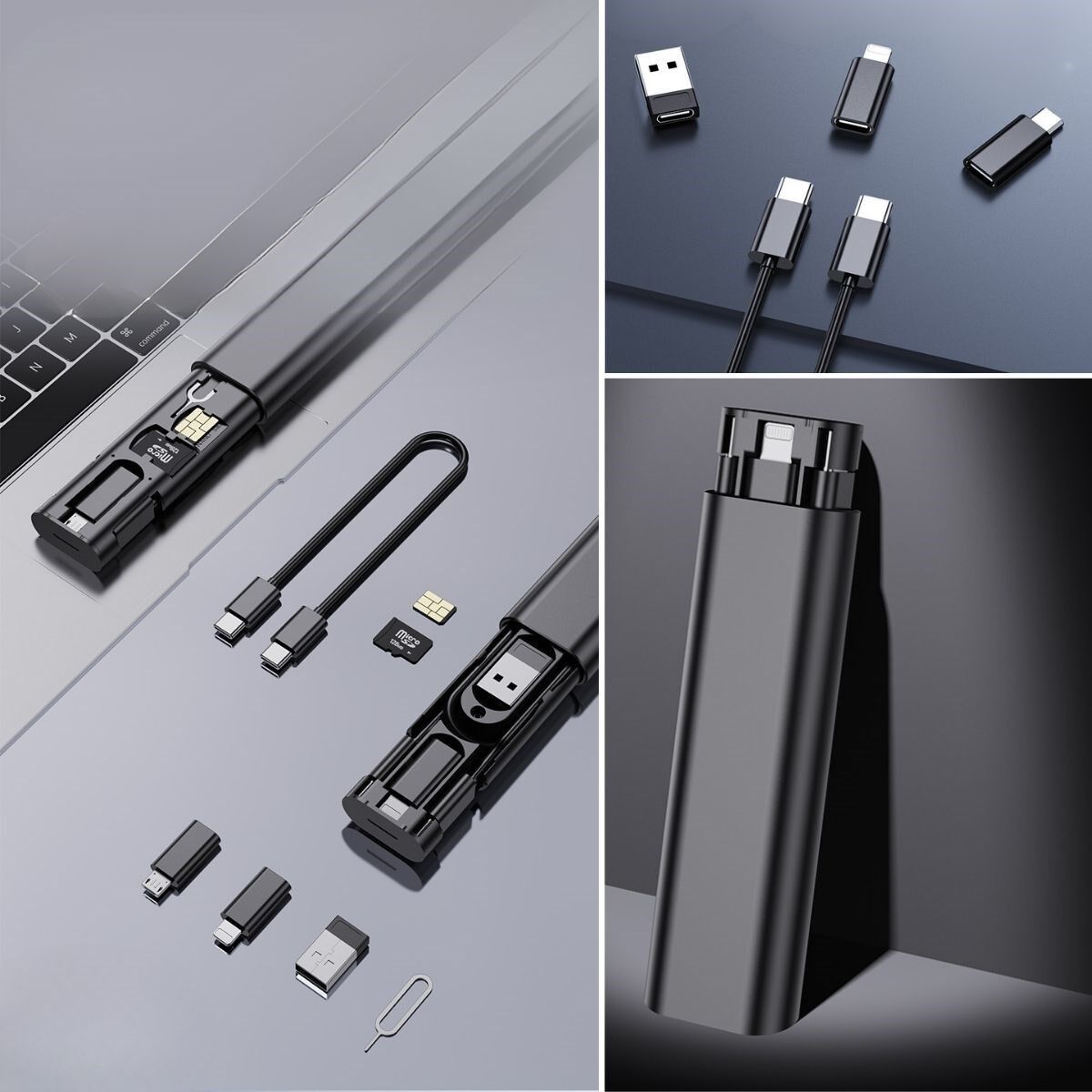 Cep Tipi 60W Type-C, Iphone Şarj, Micro USB Hızlı Şarj Data Kablo Seti