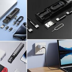 Cep Tipi 60W Type-C, Iphone Şarj, Micro USB Hızlı Şarj Data Kablo Seti