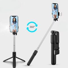 KanguruMarkt® Kendiliğinden LED Işıklı Kumandalı Uzayabilen Selfie Çubuğu,Masa Üstü Tripod