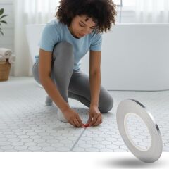 Gümüş Renk Fayans Arası Dekoratif Şerit Bandı – 50 Metre Uzunluk, Banyo ve Derz Arası Suya Dayanıklı Estetik Dekorasyon Bandı