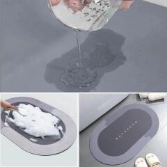 KanguruMarkt® Sihirli Süper Su Emici Kaymaz Tabanlı Oval Paspas 40*60 cm