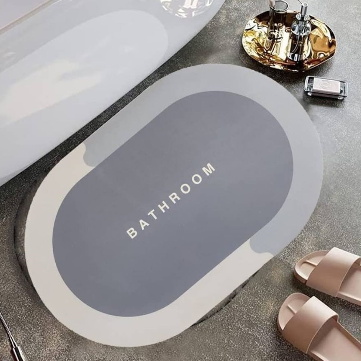 KanguruMarkt® Sihirli Süper Su Emici Kaymaz Tabanlı Oval Paspas 40*60 cm