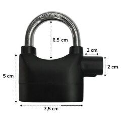 Siyah Alarmlı Çok Fonksiyonlu Ekstra Güvenlikli Kare Asma Kilit