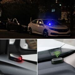 KanguruMarkt®  Araç İçin Caydırıcı Solar Enerji İle Şarj Olan  Güçlü Yapışkanlı Işıklı Plastik Mini Sahte Alarm