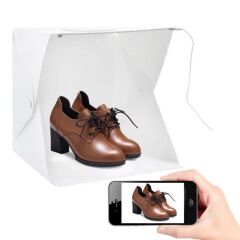 KanguruMarkt® Katlanır Işıklı Fotoğraf Stüdyosu 40x40 cm 6 Renk Fonlu Ürün Çekimi İçin Uygun Fotoğraf Çekim Kutusu