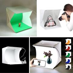 KanguruMarkt® Katlanır Işıklı Fotoğraf Stüdyosu 40x40 cm 6 Renk Fonlu Ürün Çekimi İçin Uygun Fotoğraf Çekim Kutusu