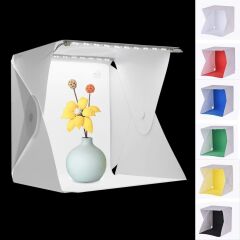 KanguruMarkt® Katlanır Işıklı Fotoğraf Stüdyosu 40x40 cm 6 Renk Fonlu Ürün Çekimi İçin Uygun Fotoğraf Çekim Kutusu