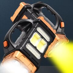 Solar ve USB Şarjlı LED + COB El Feneri