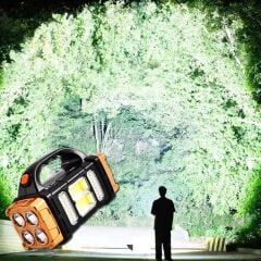 KanguruMarkt®  Solar ve USB Şarjlı LED + COB El Feneri | 1500 mAh Şarjlı Taşınabilir Çalışma Işığı–Su Geçirmez HB-2678