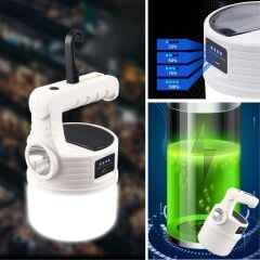 KanguruMarkt® LED Güneş Enerjili Kamp Lambası–2000 Lümen Süper Parlak, 5 Aydınlatma Modlu,USB ile Şarj Edilebilir Dış Mekan,Asılabilir Torch El Feneri