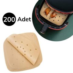 200 Adet AirFryer Pişirme Kağıdı Tek Kullanımlık Delikli Kare Model