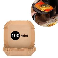 KanguruMarkt® 100 Adet Air Fryer Pişirme Kağıdı Tek Kullanımlık  Gıda Yağlı Kağıdı Kare Tabak Model