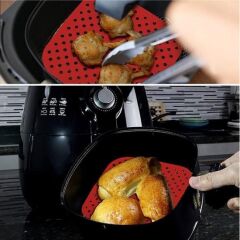 Renkli Isıya Dayanıklı Yıkanılabilir Silikon Fırın ve Airfryer Kare Pişirme Matı