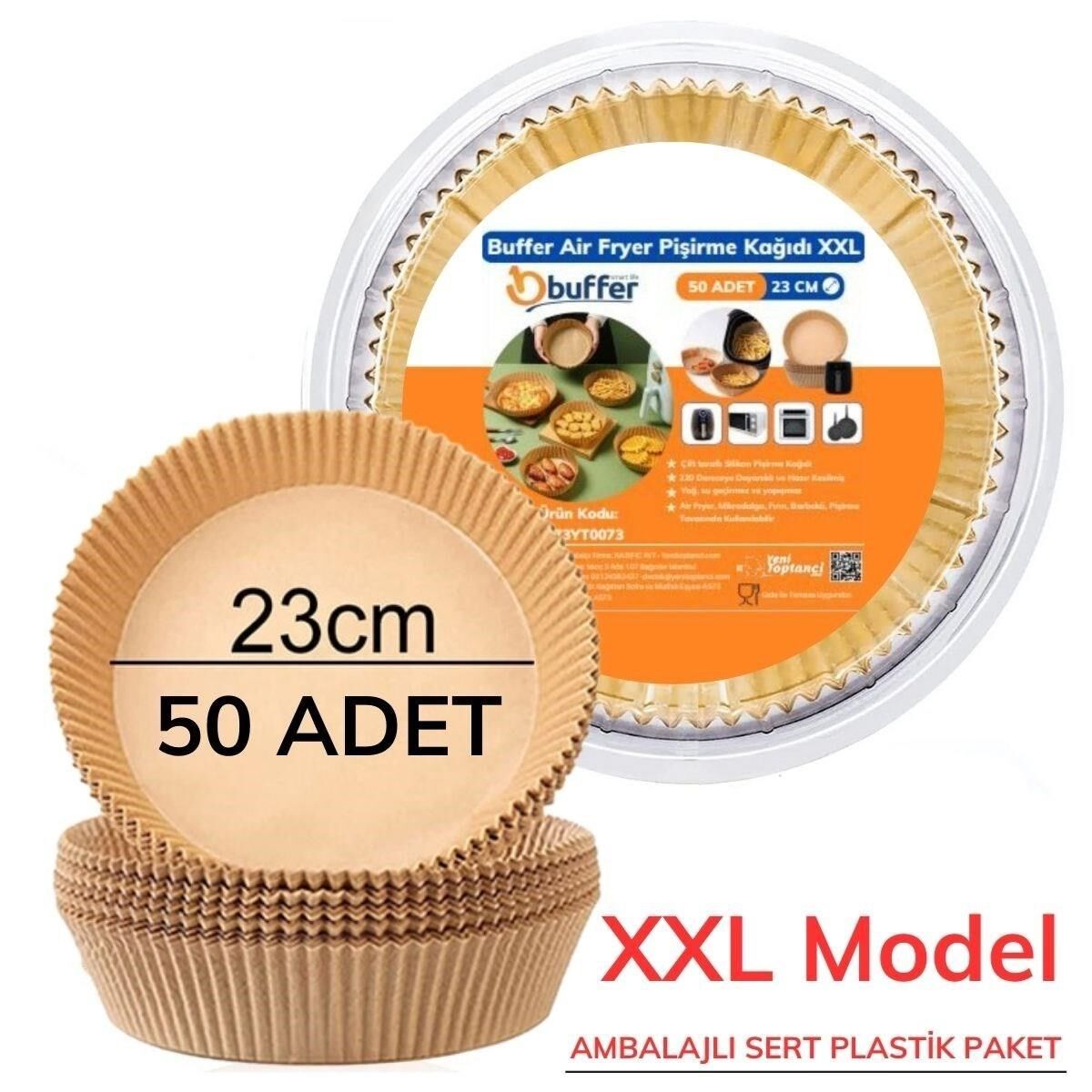 KanguruMarkt® 50 Adet Air Fryer Pişirme Kağıdı Tek Kullanımlık  23 Cm Yuvarlak Pişirme Kağıdı XXL PVC li