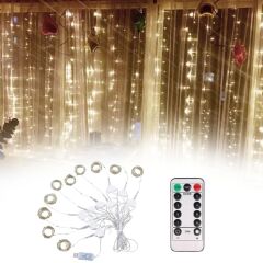 KanguruMarkt® Uzaktan Kumandalı LED Perdeye Takılabilen Kancalı Işık Usb 3x3 Metre Peri Perde LED