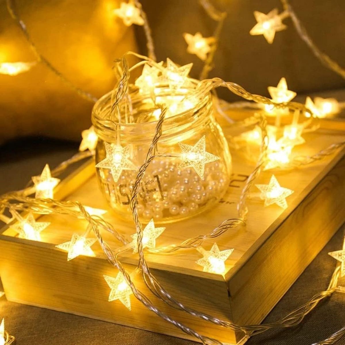 20 Adet Mini Yıldız 5 Metre Günışığı Rengi Dekoratif Led