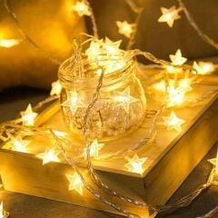 20 Adet Mini Yıldız 5 Metre Günışığı Rengi Dekoratif Led