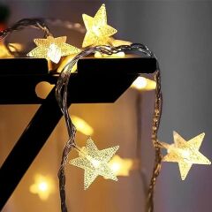 20 Adet Mini Yıldız 5 Metre Günışığı Rengi Dekoratif Led