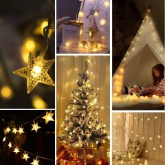 KanguruMarkt® 20 Adet Mini Yıldız Led 5 Metre Günışığı Rengi Dekoratif Led