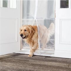 Pratik Mıknatıslı Beyaz Kapı Pencere Tülü