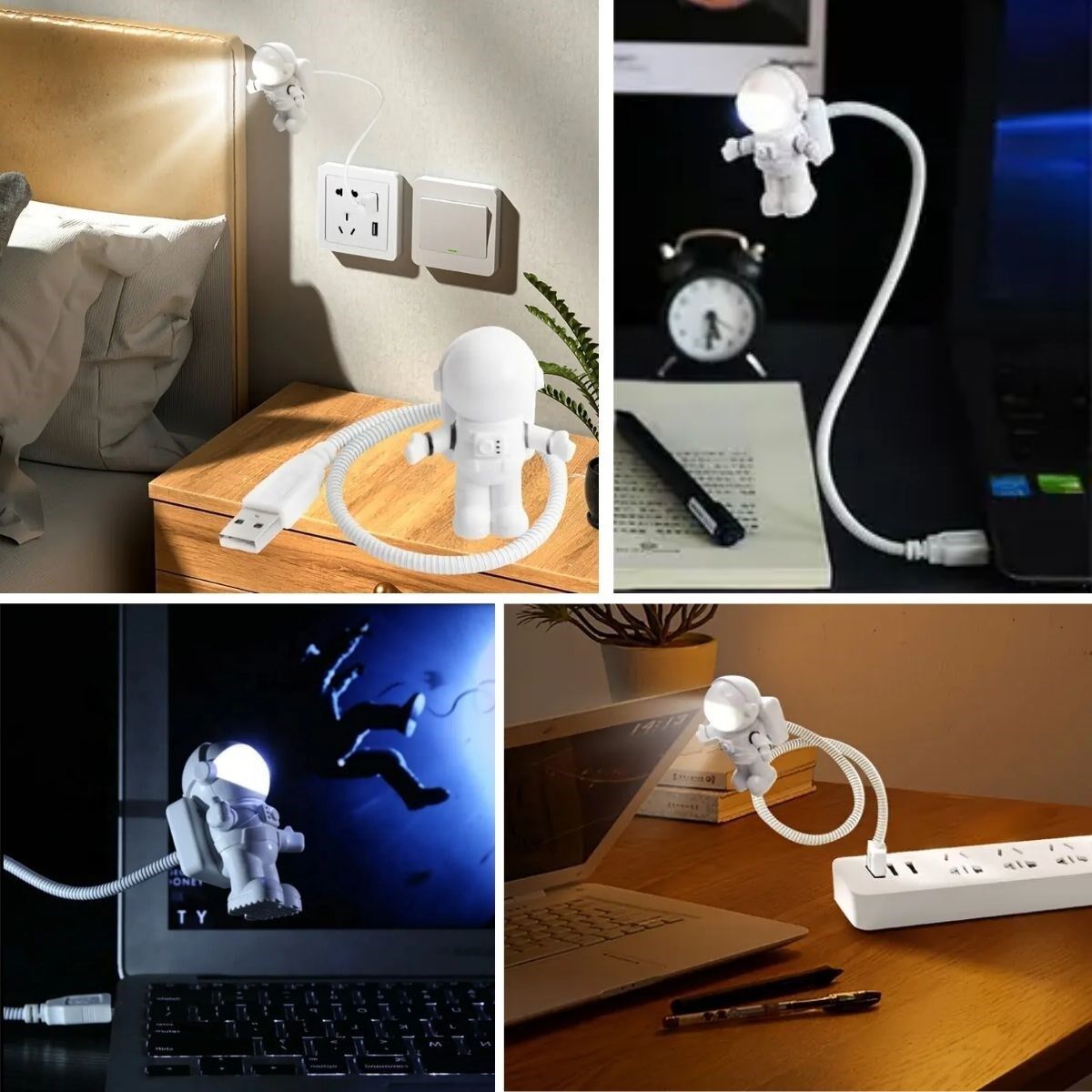 KanguruMarkt® USB Astronot Gece Lambası, Masa Lambası, Kitap Okuma Lambası Işığı