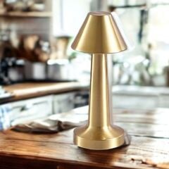 KanguruMarkt® Çatı Model Gold Renk Şarjlı Dokunmatik 3 Renkli LED Masa Lambası