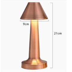 Çatı Model Bronz Renk Şarjlı Dokunmatik 3 Renkli LED