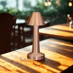 Çatı Model Bronz Renk Şarjlı Dokunmatik 3 Renkli LED