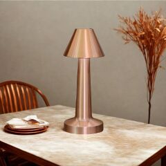 Çatı Model Bronz Renk Şarjlı Dokunmatik 3 Renkli LED