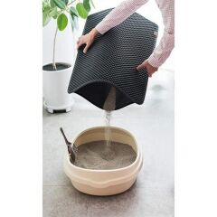 KanguruMarkt® Kedi Tuvalet Önü Kum Toplayıcı Temizleyici Elekli Gri Paspas