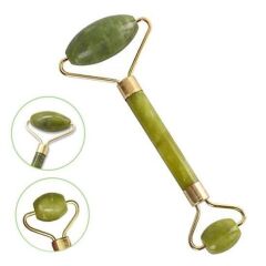 KanguruMarkt® Özel Süngerli Kutusunda Kırılmaz Çift Taraflı 2li Cilt Yüz Masaj Aleti Jade Roller Yeşim Taş