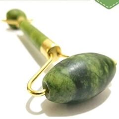 KanguruMarkt® Özel Süngerli Kutusunda Kırılmaz Çift Taraflı 2li Cilt Yüz Masaj Aleti Jade Roller Yeşim Taş