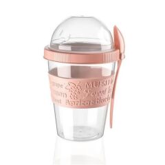 Kapaklı Kaşıklı Pratik Taşınabilir Yoğurt Kabı