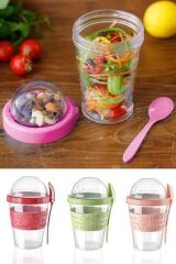 KanguruMarkt® Taken Go Kapaklı Kaşıklı Pratik Taşınabilir Meyveli Yoğurt Kabı