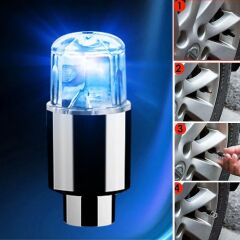 KanguruMarkt® Araç ve Bisiklet İçin 2’li Mavi LED Hava Valfi Işık Kapakları–Gece Parlayan Lastik Lambası Sibop Kapağı