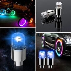 KanguruMarkt® Araç ve Bisiklet İçin 2’li Mavi LED Hava Valfi Işık Kapakları–Gece Parlayan Lastik Lambası Sibop Kapağı