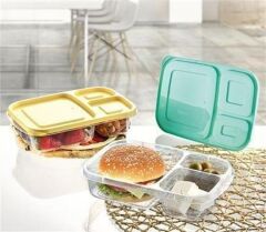 KanguruMarkt® 3 Bölmeli Sefer Tası Pratik Kolay Gıda Diyet Saklama Erzak Kabı