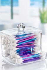 KanguruMarkt® Şeffaf Kapaklı Kulak Temizleme Çubuğu Organizatörü Saklama Kutusu