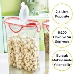 KanguruMarkt® Kilitli Kapaklı Contalı Hava,Su Sıvı Geçirmez 2,4 Litre Erzak Saklama Kabı-SA590