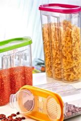 KanguruMarkt® 2 Kapaklı Ölçekli Erzak Kuru Gıda Saklama Kutusu Kabı 2,4 Litre-SA940