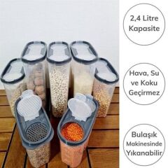 KanguruMarkt® 2 Kapaklı Ölçekli Erzak Kuru Gıda Saklama Kutusu Kabı 2,4 Litre-SA940