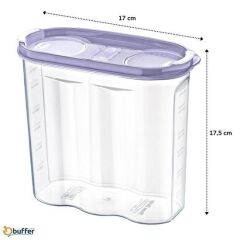 KanguruMarkt® 2 Kapaklı Ölçekli Erzak Kuru Gıda Saklama Kutusu Kabı - 1,7 Litre - SA935