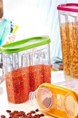 KanguruMarkt® 2 Kapaklı Ölçekli Erzak Kuru Gıda Saklama Kutusu Kabı - 1,7 Litre - SA935