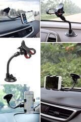 KanguruMarkt®  Akrobat Cama Sabitlenen Güçlü Vakumlu 360 Derece Dönen Tüm Modellere Uyan Oto Telefon Tutucu